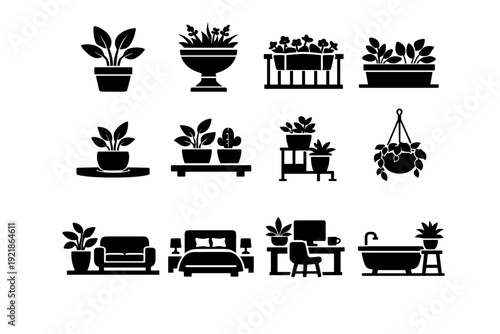 Plants greenery vector icon generation symbols home holder space placement tabletop image