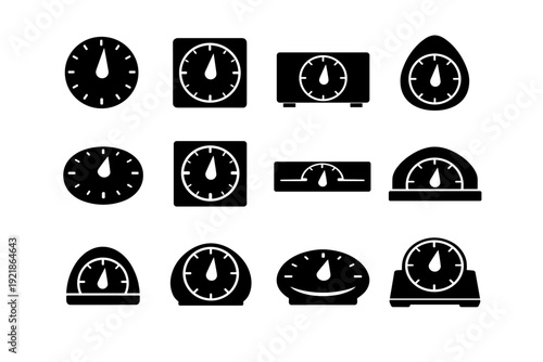 Timer silhouette rectangular image variation vector forms square icon flat generation round