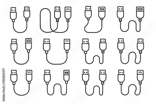 Icons connector design extension vector usb cable setup smooth utility icon geometry