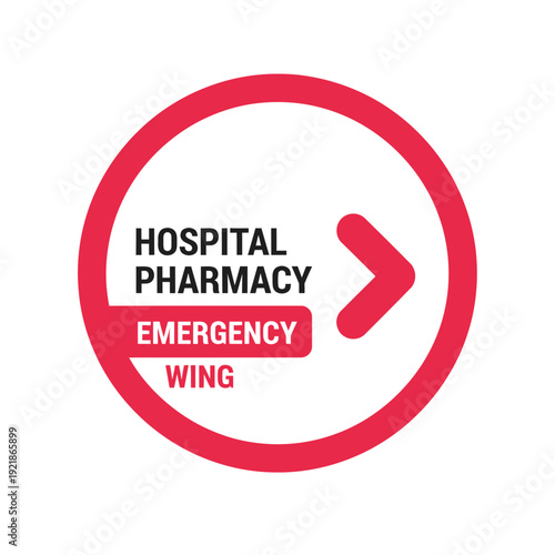 Hospital Emergency Pharmacy Wing: Modern Signage For Medical Facility Navigation and Direction