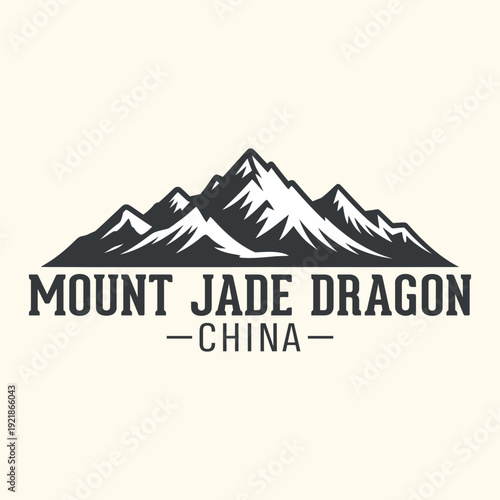 Mount Jade Dragon China Vector Logo - Mythical Peak Art