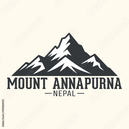 Mount Annapurna Nepal Vector Logo - Himalayan Summit Icon