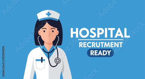 Hospital Recruitment: Nurse Illustration Ready For Promoting Healthcare Professionals