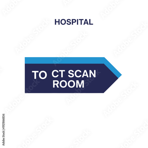 Hospital Wayfinding Sign Directing Patients to the CT Scan Room For Imaging Purposes