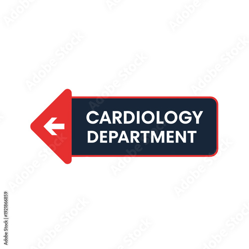 Hospital Wayfinding Sign Indicating Cardiology Department With Arrow and Clear Instructions