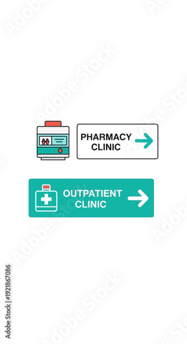 Hospital Wayfinding System: Modern Pharmacy and Outpatient Clinic Directional Signage