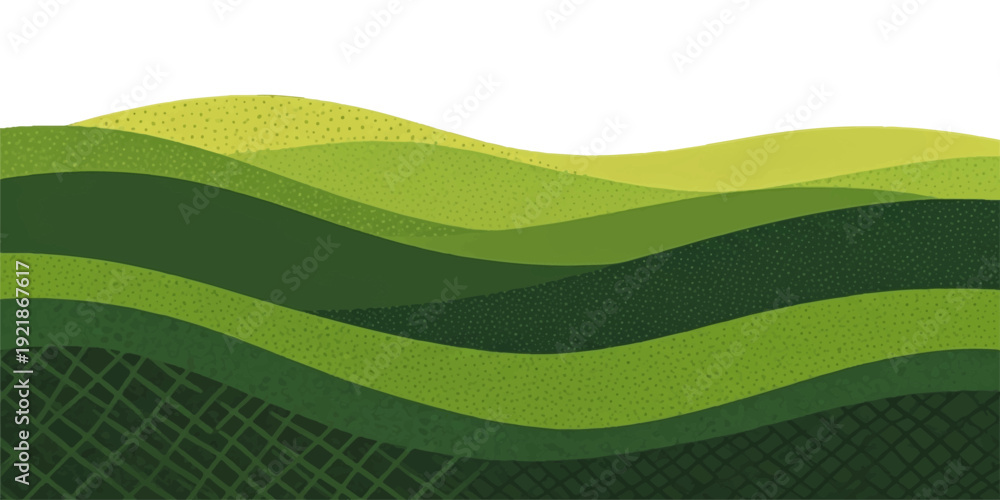 Obraz premium Rolling green hills landscape with abstract wavy layers and subtle texture, representing nature and eco-friendly concepts