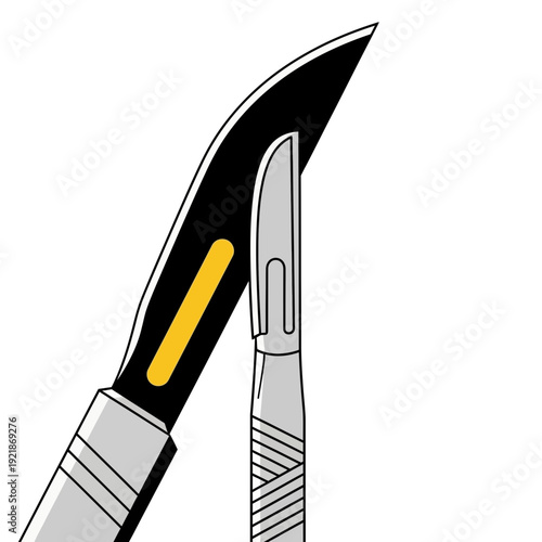 Illustration Of Surgical Scalpels: Precision Instruments For Medical Procedures And Operations