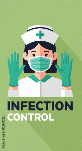 Illustration Of A Medical Professional Displaying Infection Control Procedures For Healthcare