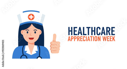 Illustrative Healthcare Appreciation Week Concept With Friendly Nurse, Isolated on White Background