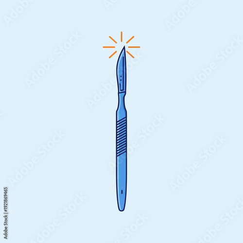 Illustration Of A Precision Surgical Scalpel With Illuminated Tip For Medical Procedures