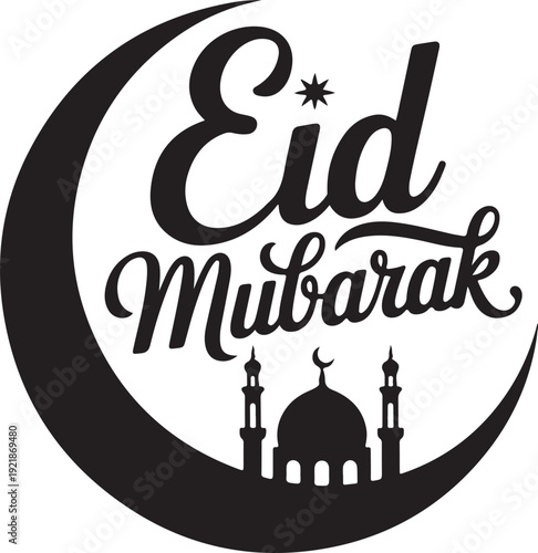 Eid Mubarak calligraphy lettering for Islamic celebration greeting card