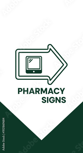 Innovative Pharmacy Directional Sign Illustrating Digital Healthcare Guidance and Signage