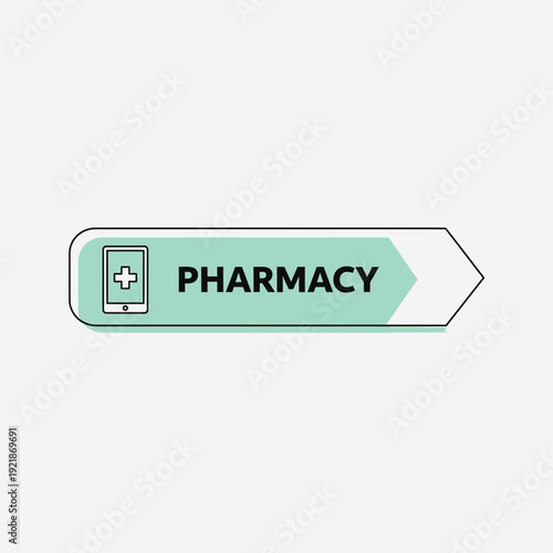 Innovative Pharmacy Directional Sign Featuring Medical Symbol and Informative Text