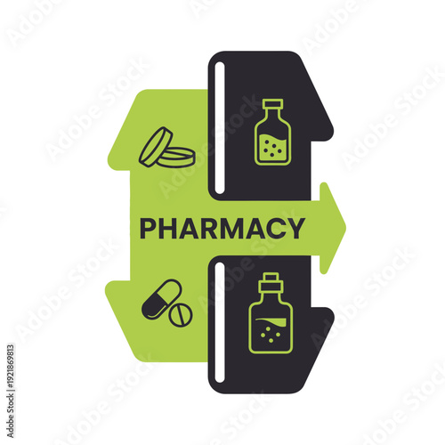 Innovative Pharmacy Symbol Illustrating Medicine Exchange and Health Solutions Concepts