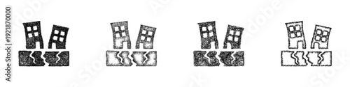 Sketch earthquake icon design set