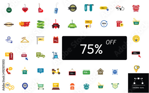 75 percent off sale badge collection
