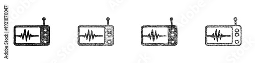 Sketch seismograph icon design set