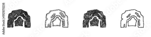 Sketch cave icon design set
