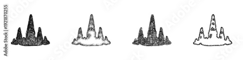 Sketch stalagmite icon design set