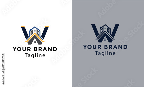 Modern W letter real estate logo, property & realty logo brand identity