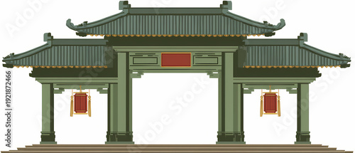 Mahjong tile white dragon minimalist Chinese architecture concept