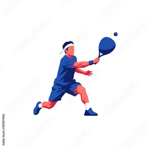 Tennis Player Swinging Racket, Dynamic Action Shot, Sport Concept