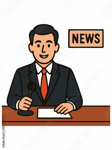 News Anchor Man Vector Illustration