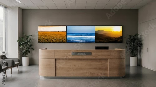 Modern Living Room with Multiple Screen TV.