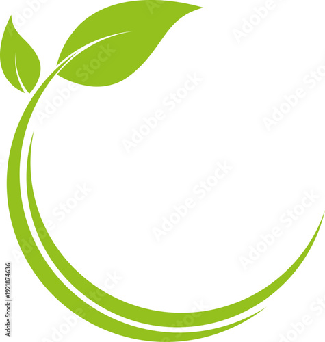 Zwei Blätter, Pflanzen, Kreise, Gärtner und Natur Logo, Icon
