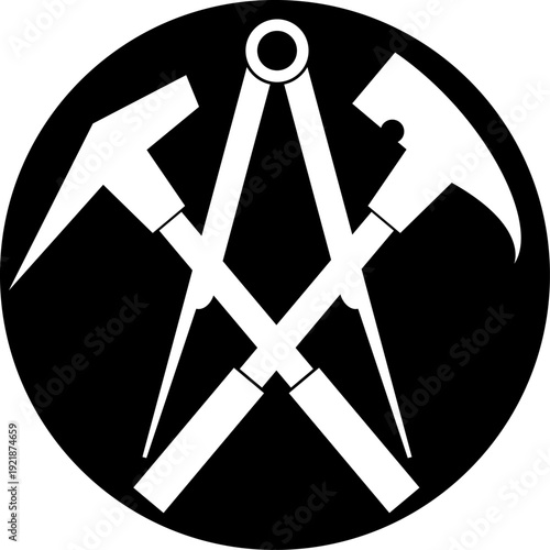 Dachdeckerwerkzeuge, Werkzeuge, Dachdecker, Logo, Icon, Aufkleber