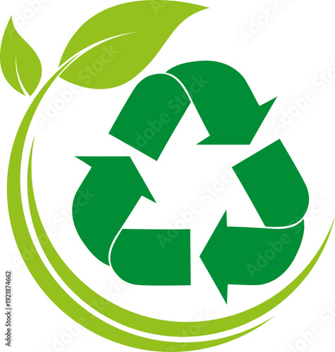 Recycling Pfeile, Blätter, Recycling und Umwelt Logo, Icon