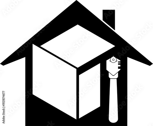 Haus, Glas, Glasschneider, Glaser, Logo, Icon