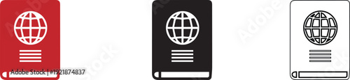 International Passport Icon Set for Travel and Identification