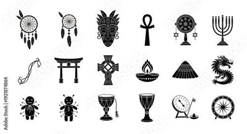 Collection of Mystical Symbols and Religious Icons.