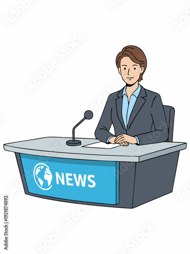 News Anchor Man Vector Illustration