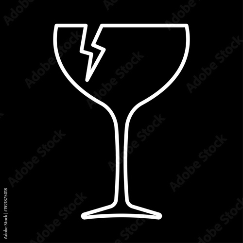 Fragile line icon. Broken wine glass as symbol of fragile cargo. Vector Illustration