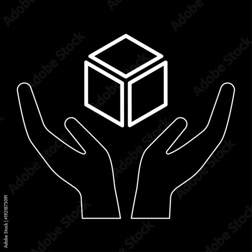 Handle with care line icon. Cargo is fragile or requires special care during delivery or storage. Vector Illustration