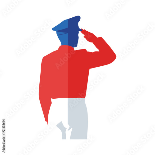 Patriotic Salute: Soldier in Red, White, and Blue Uniform, Symbol of Service and Freedom
