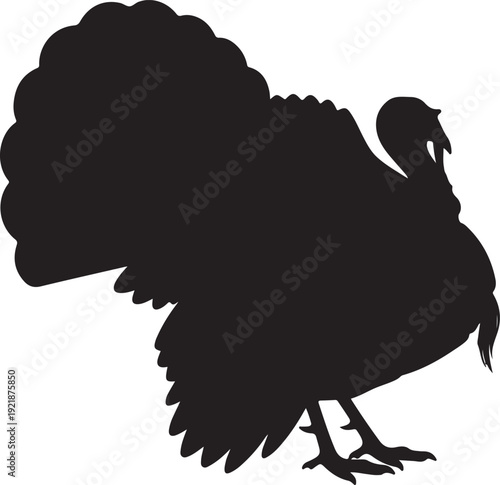 Turkey bird silhouette vector illustration showing multiple poses of wild and domestic turkeys, perfect for Thanksgiving, wildlife design, farming, and holiday