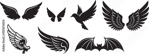 Black and white bird icons flying in opposite directions vector illustration Vector