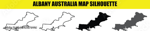 Albany australia map silhouette vector set including outline and dotted versions for graphic design and regional projects