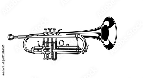 Detailed illustration of a classical trumpet, showcasing its intricate design and components.