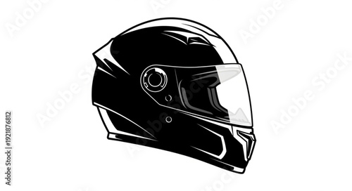 Sleek Black Motorcycle Helmet - Protective Gear for Riders on the Road.