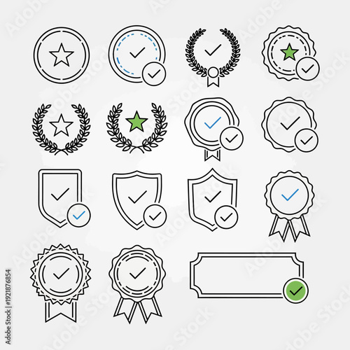 Collection of Badges and Seals: A comprehensive array of meticulously crafted badges and seals, each a symbol of quality, assurance, and achievement.