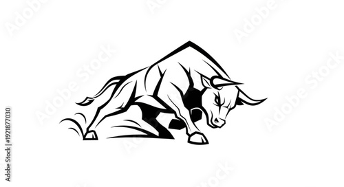 Powerful bull illustration showcasing strength and determination in a dynamic pose.