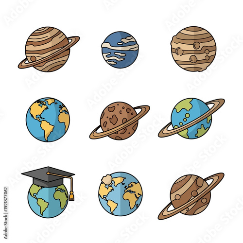 Planets, Earth, Saturn, Jupiter, Space, Galaxy, Solar System, Education, Graduation Cap
