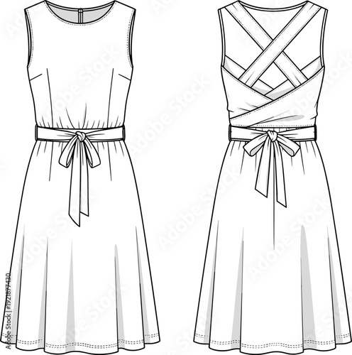 Women long sleeve bodycon midi dress with square neckline and circular back cutout detail, fashion technical flat sketch vector cad drawing illustration,