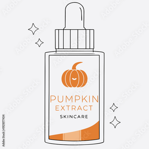 Pumpkin extract skincare bottle with illustrated pumpkin design  