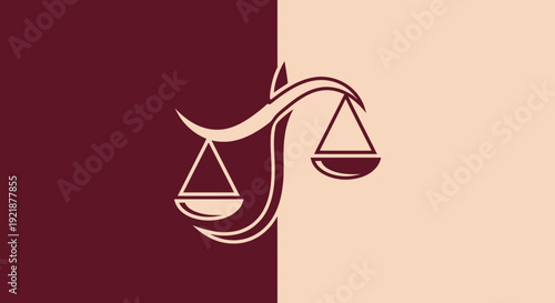 Scales Of Justice Icon in Red-Burgundy And Beige Color Scheme With Dividers